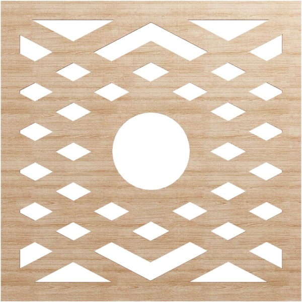 Ekena Millwork Chevron Wood Fretwork Pierced Ceiling Medallion, Alder, 28"OD x 7 1/4"ID x 3/8"T CMWP28X28X0375CHAL - main